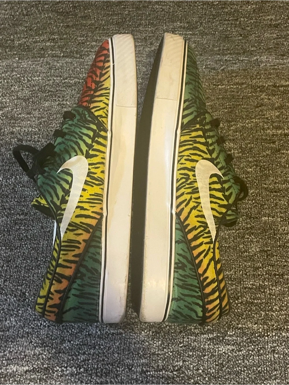 Nike SB Stefan Janoski Multicolor Rasta Tiger-Print Canvas Sneakers Men’s 12